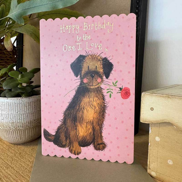 Alex Clark Doodles Card - To The One I Love - Border Terrier