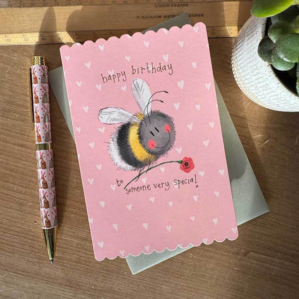 Alex Clark Doodles Card - Birthday - Bee & Flower