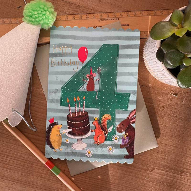 Alex Clark Doodles 4th Birthday Card