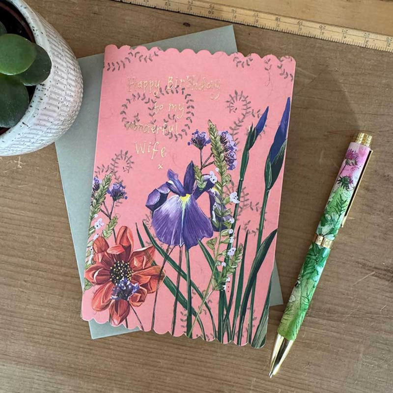 Alex Clark Doodles Card - Wife Birthday - Dahlia