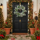 Premier Christmas 60cm Flocked Frosted Wreath - Berries, Pinecones & Silver Baubles