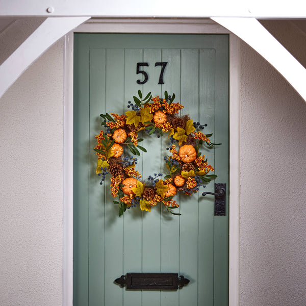 Premier 55cm Autumn Wreath - Pumpkin & Berries