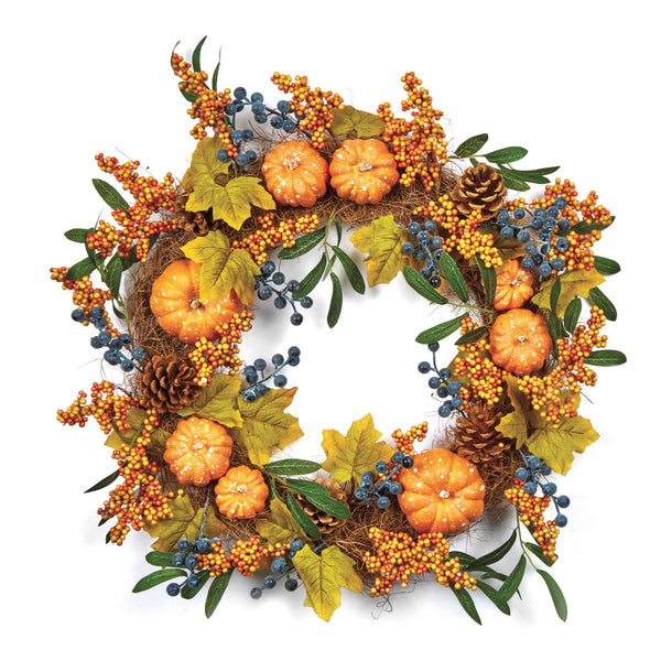 Premier 55cm Autumn Wreath - Pumpkin & Berries