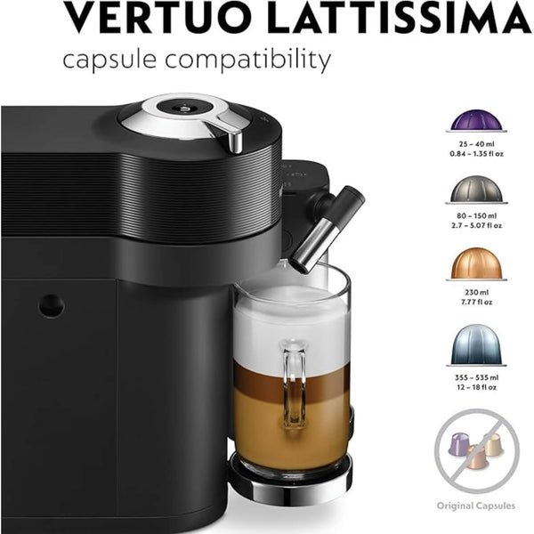 De'Longhi Nespresso ENV300.B Vertuo Lattissima Espresso Coffee Machine with Automatic Milk Frother - Black