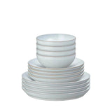 Denby Halo White Speckle Coupe 12-Piece Dinnerware Set