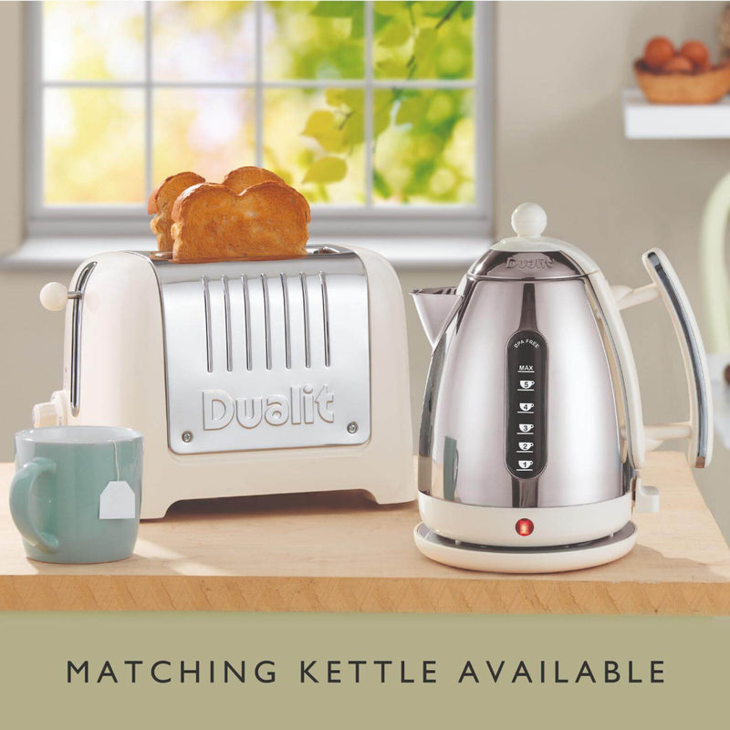 Dualit Lite 1.5 Litre Jug Kettle & 2-Slice Toaster Set - Canvas White & Chrome
