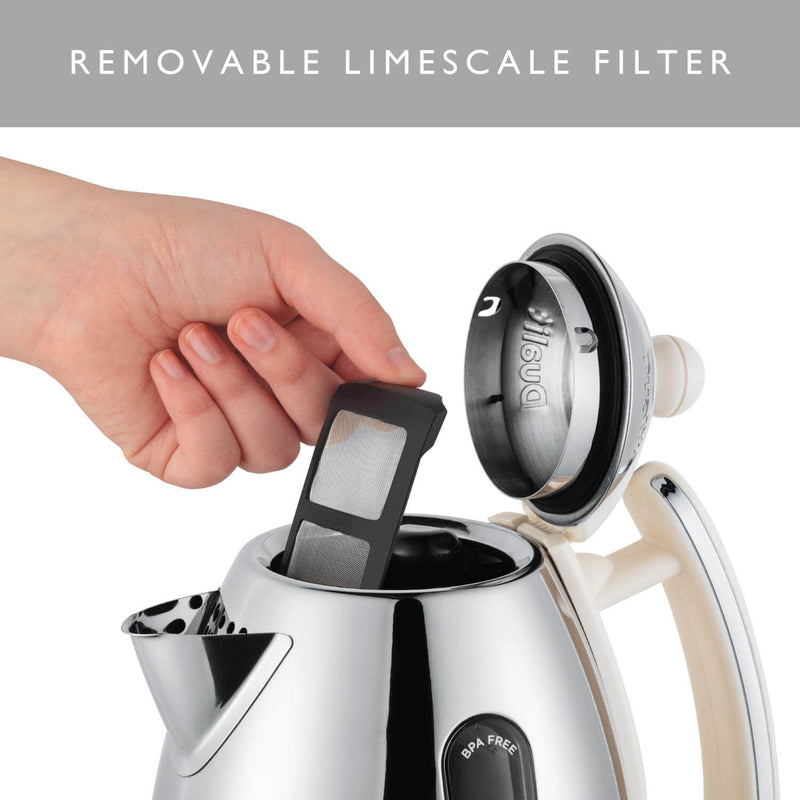 Dualit Lite 1.5 Litre Jug Kettle & 2-Slice Toaster Set - Canvas White & Chrome