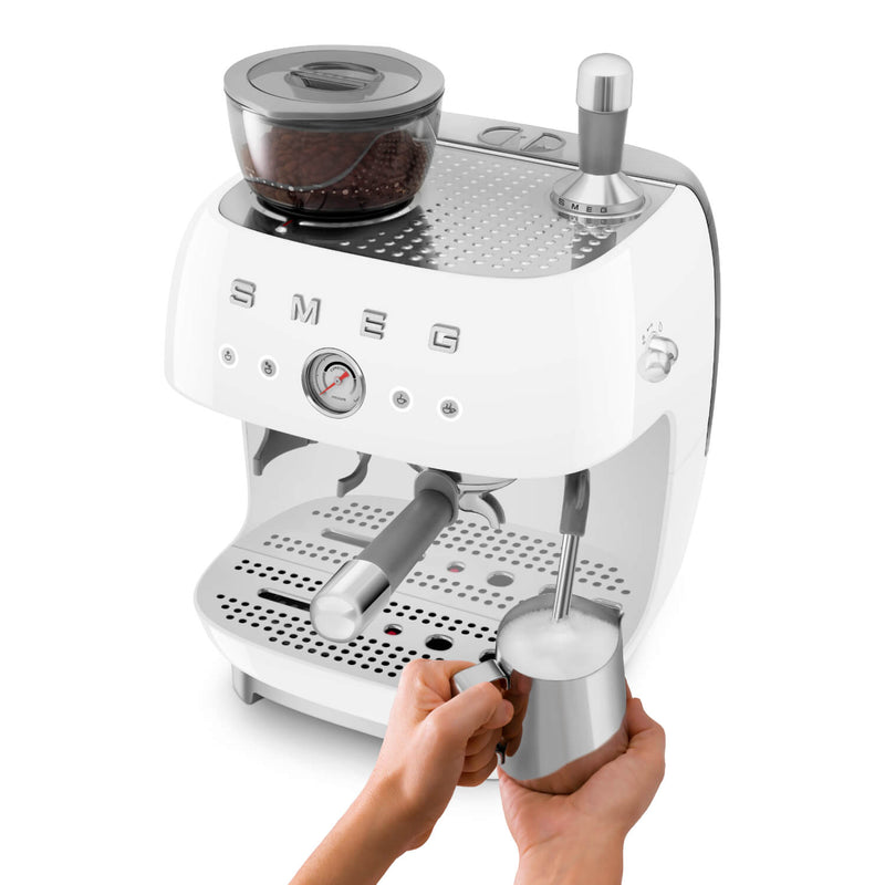 Smeg 50s Style Retro EGF03 Bean-to-Cup Espresso Coffee Machine - White
