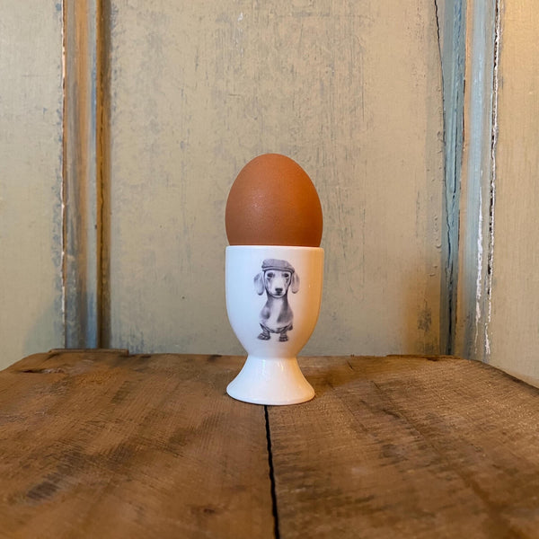 Katherine Sheard Fine China Egg Cup - Sidney Sausage Dog