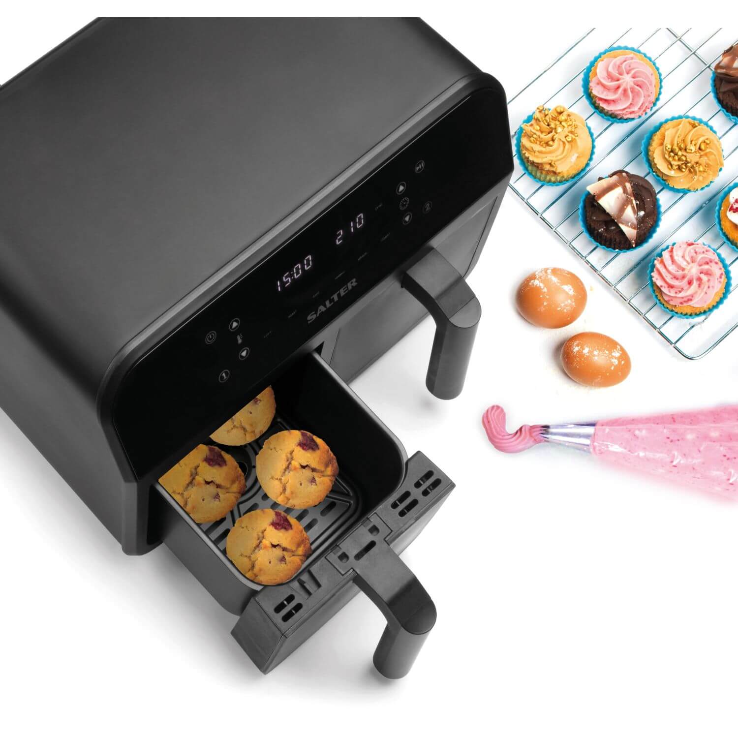 Buy Salter EK4750BLK Double Drawer 7.4 Litre Digital Air Fryer Black