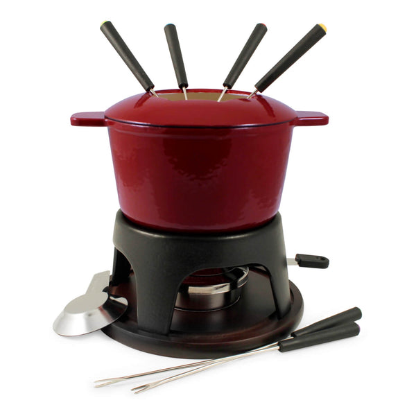 Swissmar Sierra 11-Piece Cast Iron Fondue Set - Cherry Red