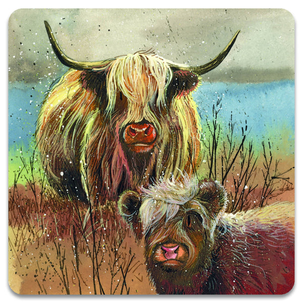 Alex Clark Fridge Magnet - Highland Cows