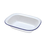 Falcon Enamel 16cm Oblong Pie Dish - White/Blue