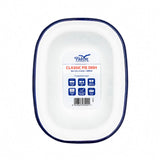 Falcon Enamel 16cm Oblong Pie Dish - White/Blue
