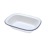 Falcon Enamel 18cm Oblong Pie Dish - White/Blue