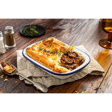 Falcon Enamel 22cm Oblong Pie Dish - White/Blue
