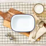 Falcon Enamel 22cm Oblong Pie Dish - White/Blue