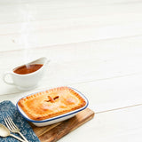 Falcon Enamel 28cm Oblong Pie Dish - White/Blue