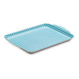 Zeal Small Melamine Gingham Serving Tray - Aqua