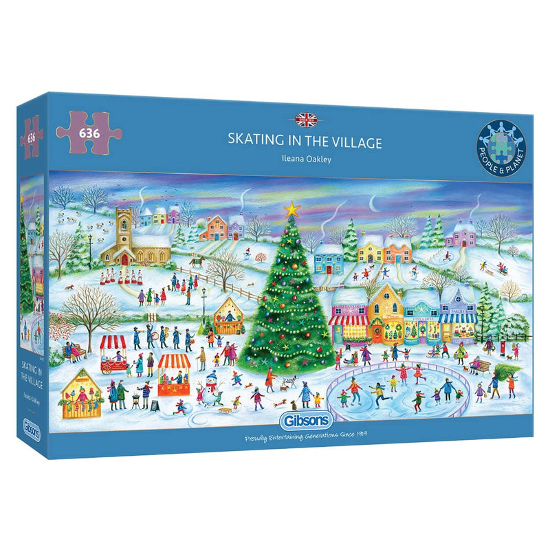 Gibsons 636 Piece Jigsaw Puzzle - Skating In The Village