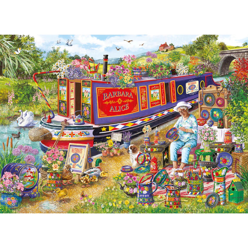 Buy Gibsons | 1000 Piece Jigsaw Puzzle - Canal Boat Blooms – Potters ...