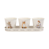 Wrendale Designs by Hannah Dale Set of 3 Herb Pots & Tray - Woodland