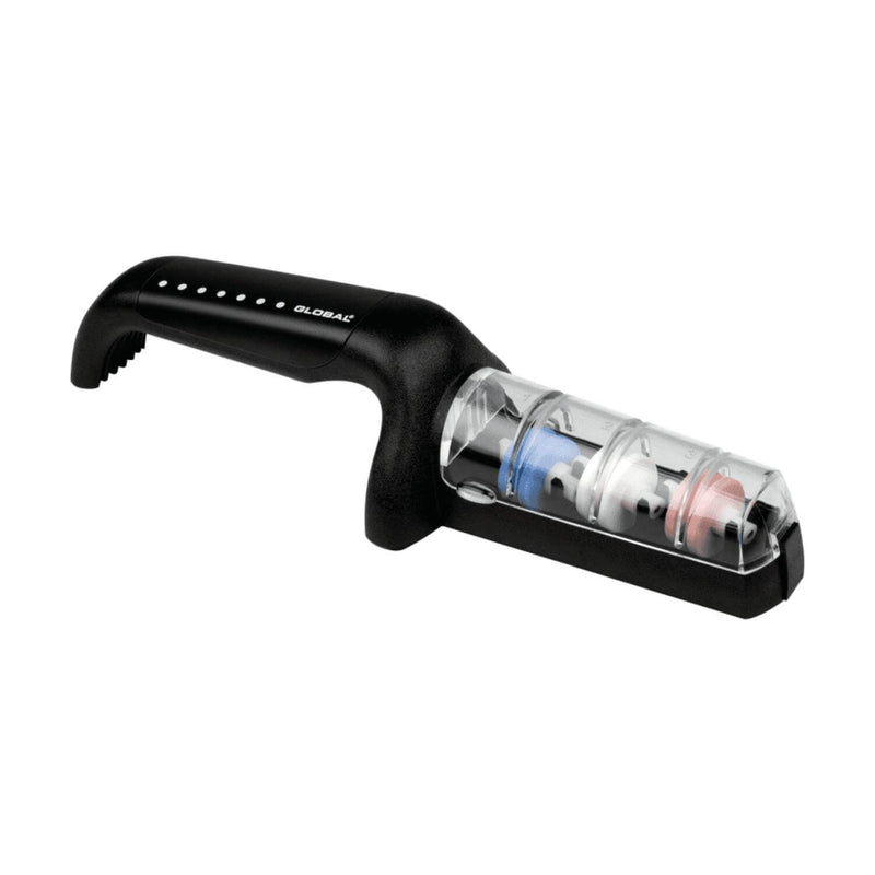 Global GS-550BW 3 Wheel Ceramic Water Knife Sharpener - Black