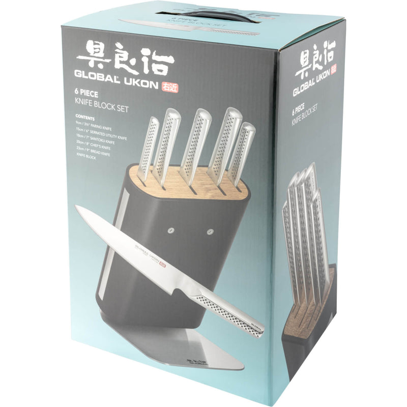 Global Ukon GU-656/6B 6 Piece Knife Block Set - Black