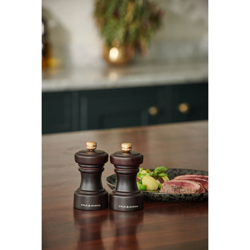 Cole & Mason Hoxton 10.4cm Beech Wood Salt & Pepper Mill Gift Set - Dark Chocolate