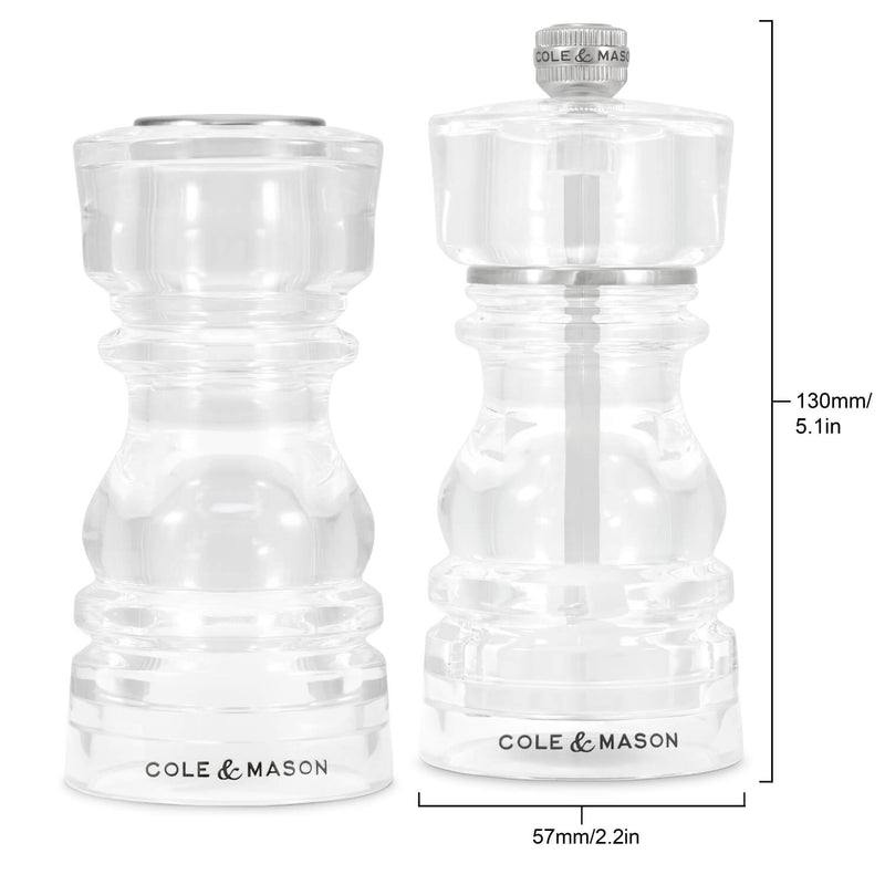 Cole & Mason London 13cm Acrylic Salt Shaker & Pepper Mill Set