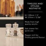 Cole & Mason London 13cm Acrylic Salt Shaker & Pepper Mill Set