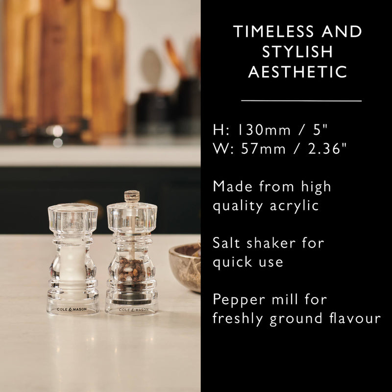 Cole & Mason London 13cm Acrylic Salt Shaker & Pepper Mill Set