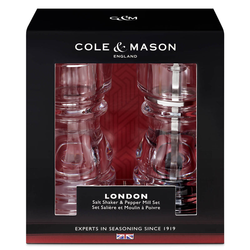 Cole & Mason London 13cm Acrylic Salt Shaker & Pepper Mill Set