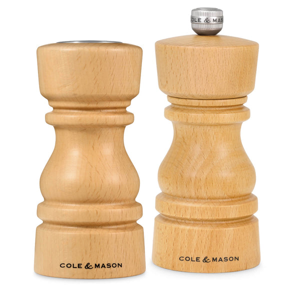 Cole & Mason London 13cm Beech Wood Salt Shaker & Pepper Mill Set - Natural