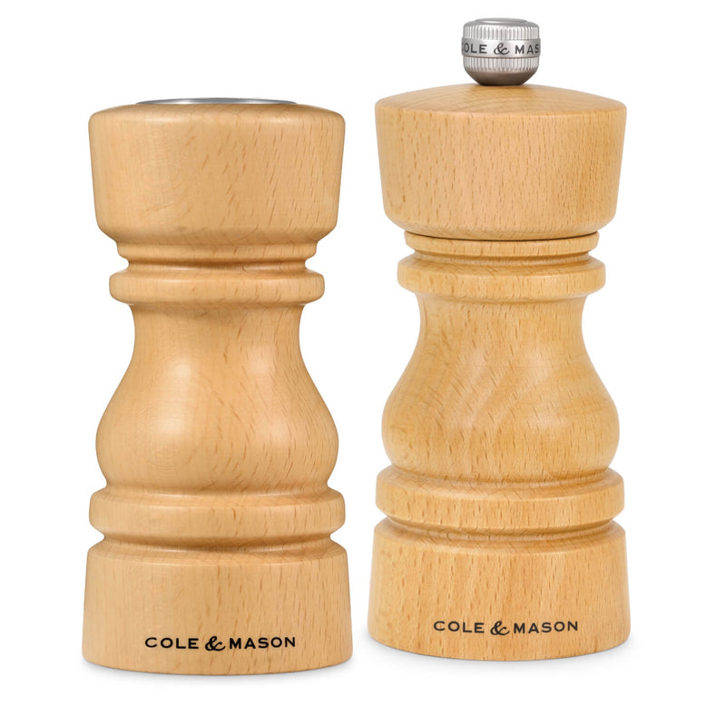 Cole & Mason London 13cm Beech Wood Salt Shaker & Pepper Mill Set - Natural