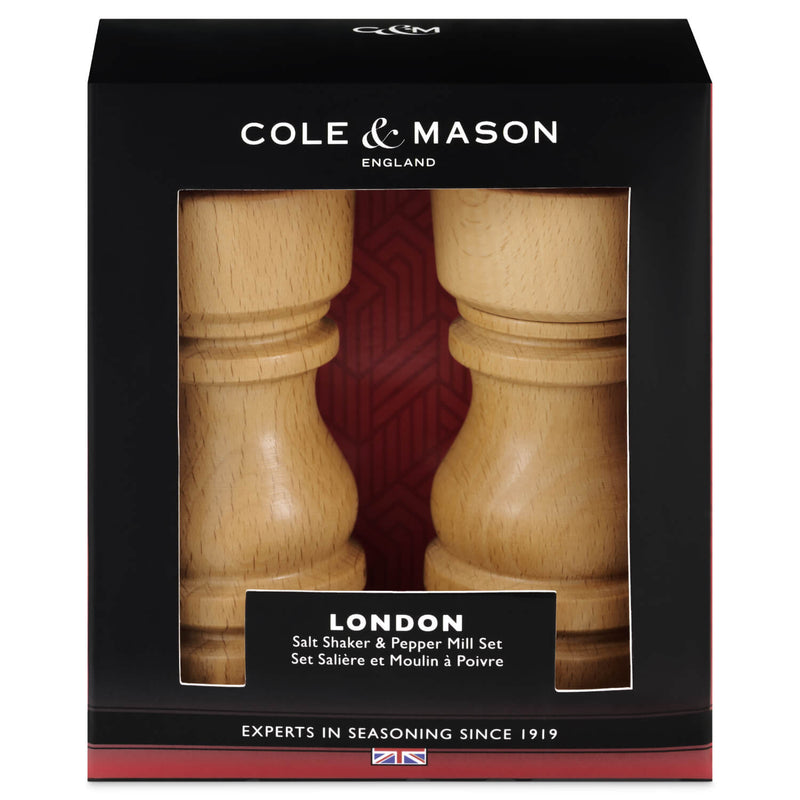 Cole & Mason London 13cm Beech Wood Salt Shaker & Pepper Mill Set - Natural