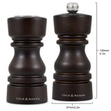 Cole & Mason London 13cm Beech Wood Salt Shaker & Pepper Mill Set - Chocolate