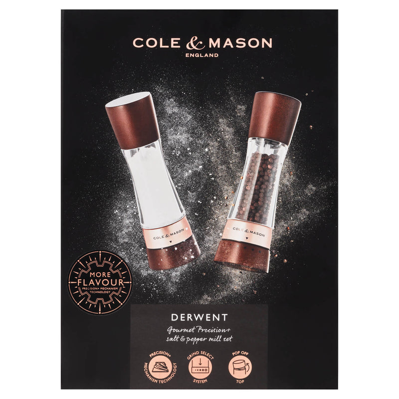 Cole & Mason Gourmet Precision+ 19cm Derwent Salt & Pepper Mill Set - Chestnut