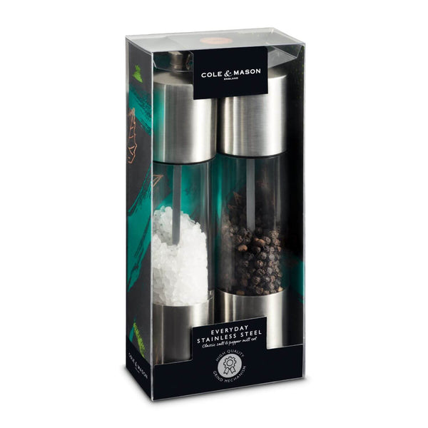 Cole & Mason Everyday Stainless Steel 20cm Salt & Pepper Mill Set