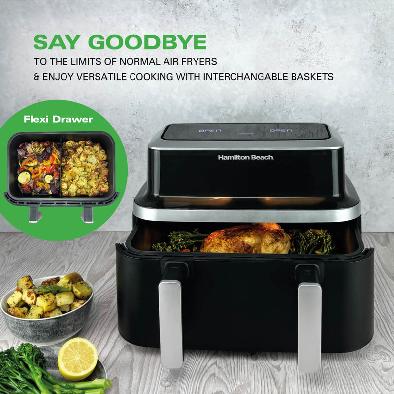 Hamilton Beach VisionCook HB700VCGS 9 Litre Double Drawer Digital Air Fryer - Black