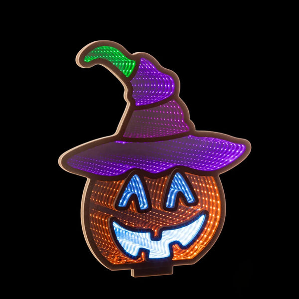 Premier Lit 34cm USB Pumpkin With Witch Hat Infinity Mirror