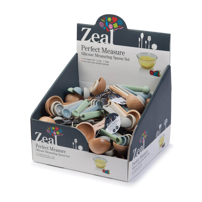 Zeal Silicone & Wood 5-Piece Measuring Spoon Set