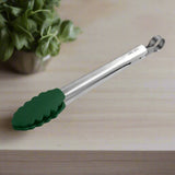 Zeal 25cm Stainless Steel Silicone Tipped Tongs - Forest Green