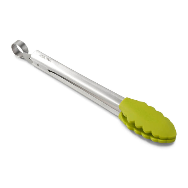 Zeal 25cm Stainless Steel Silicone Tipped Tongs - Neon Lime
