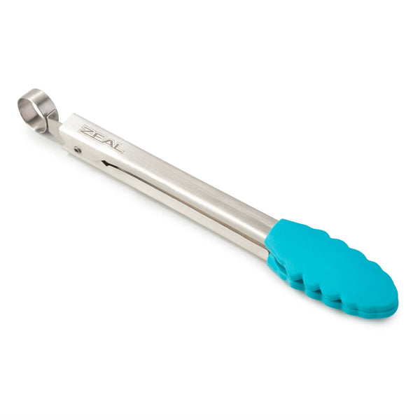 Zeal 20cm Stainless Steel Silicone Mini Tongs - Neon Aqua