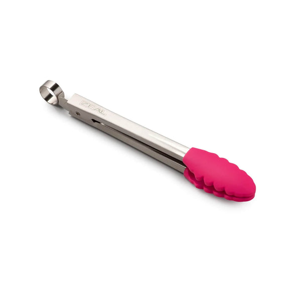 Zeal 20cm Stainless Steel Silicone Mini Tongs - Neon Pink