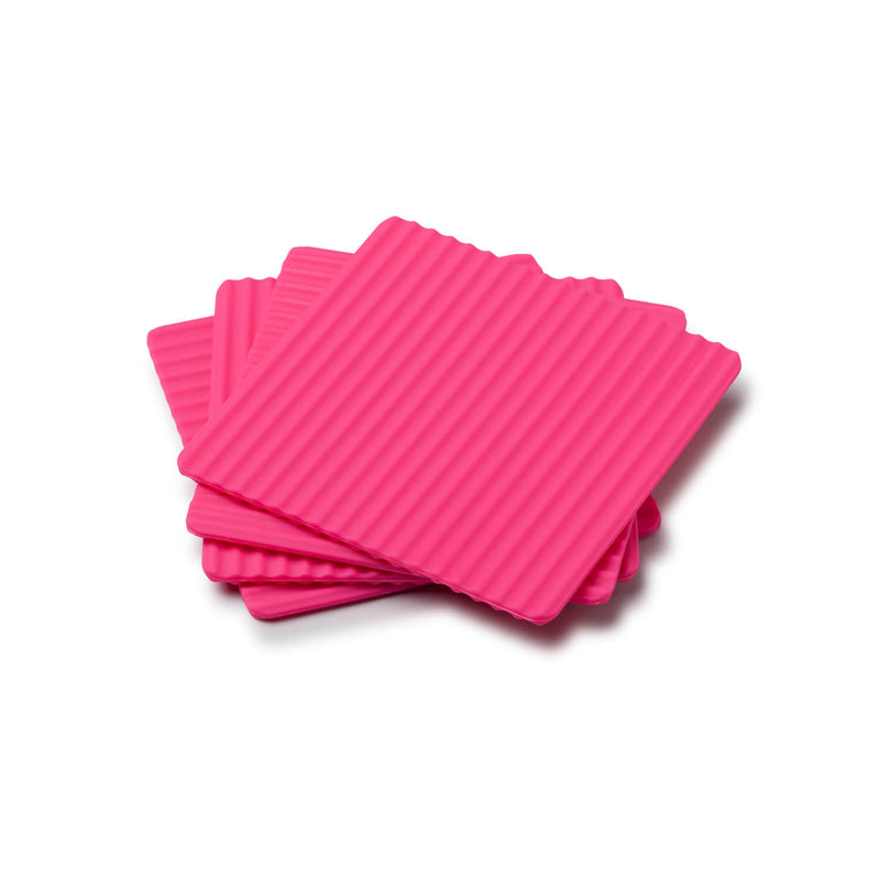 Zeal Set Of 4 Silicone Coasters - Neon Pink