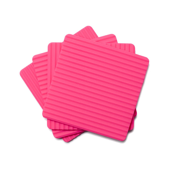 Zeal Set Of 4 Silicone Coasters - Neon Pink