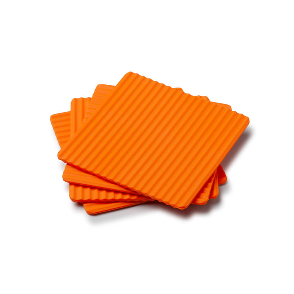 Zeal Set Of 4 Silicone Coasters - Neon Orange