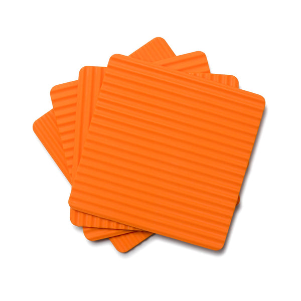 Zeal Set Of 4 Silicone Coasters - Neon Orange